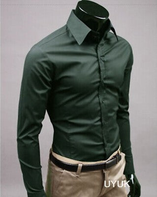 Business Shirt Candy Color Men's Casual Long-Sleeved Shirt - Minihomy