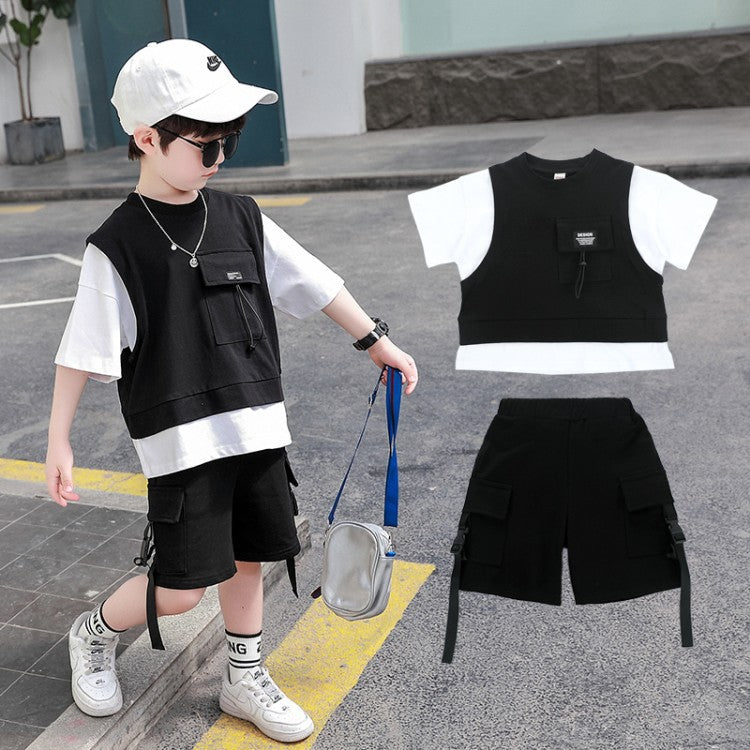 Children's Clothing Boys Summer Short-Sleeved Overalls - Minihomy