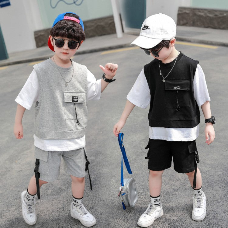 Children's Clothing Boys Summer Short-Sleeved Overalls - Minihomy