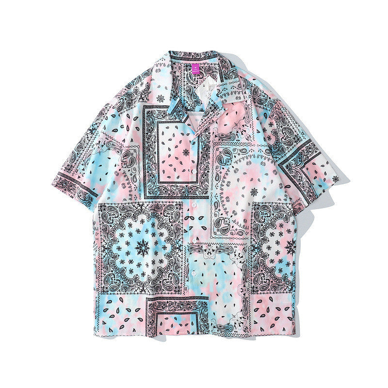 Retro Hawaiian Shirts Men Women Couples Street Short-sleeved Shirt