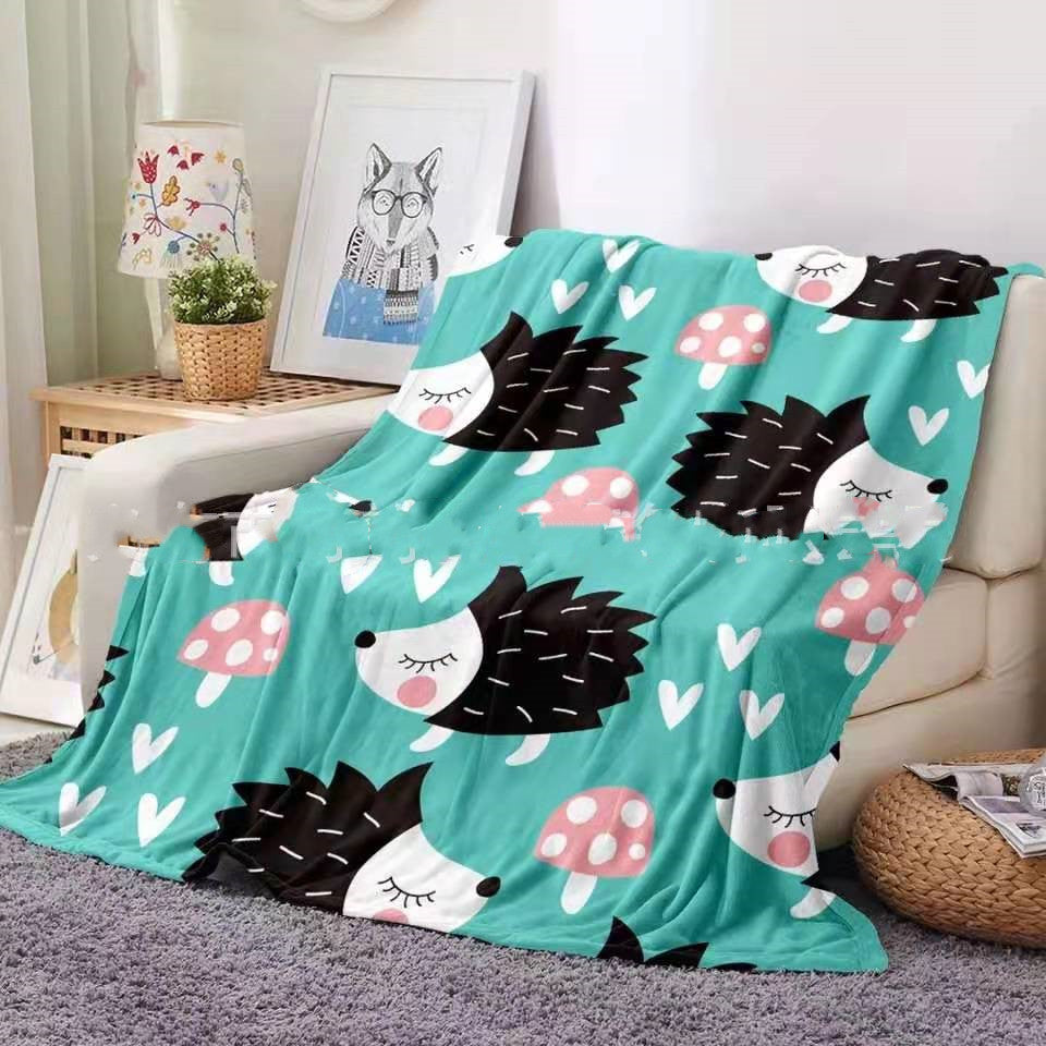 Flannel Blanket Hedgehog Coral Fleece Blanket - Minihomy