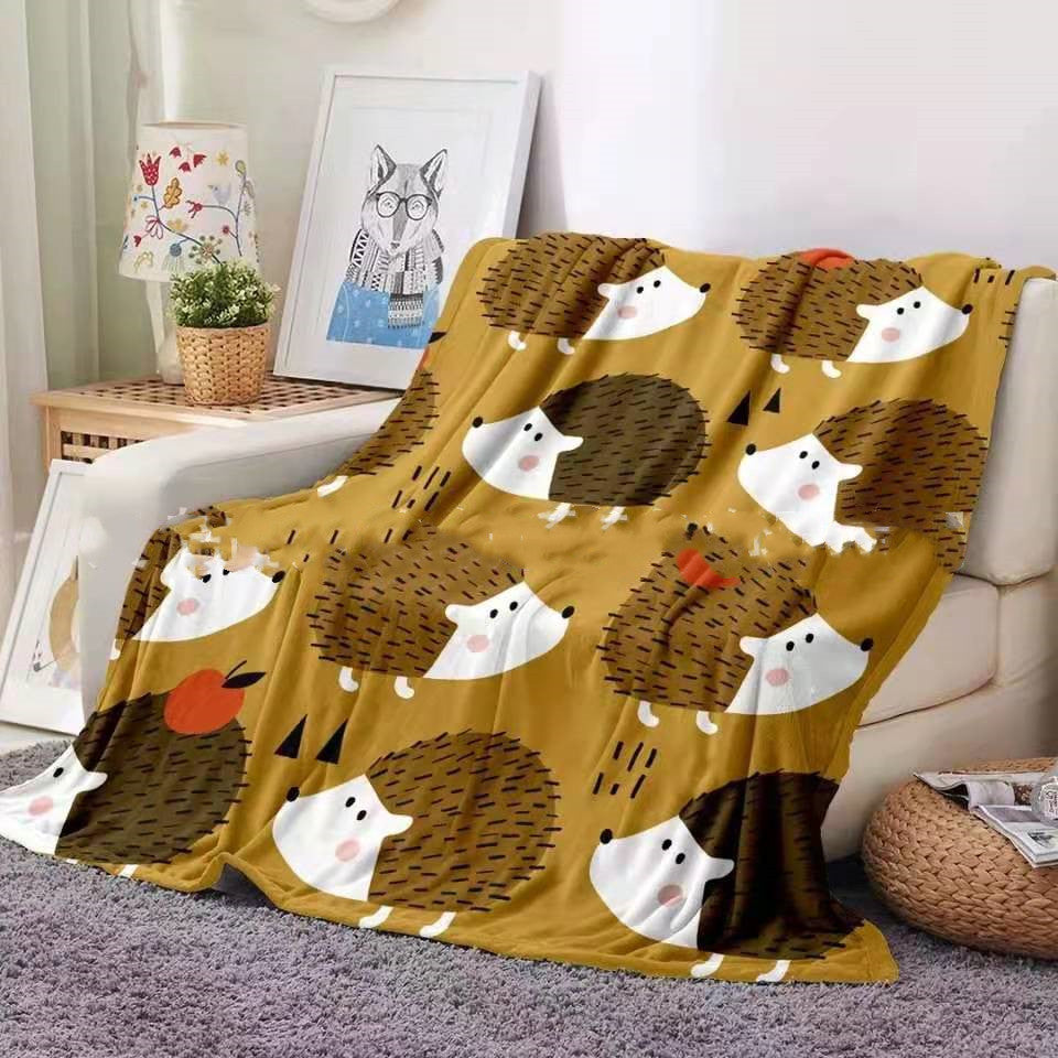 Flannel Blanket Hedgehog Coral Fleece Blanket - Minihomy