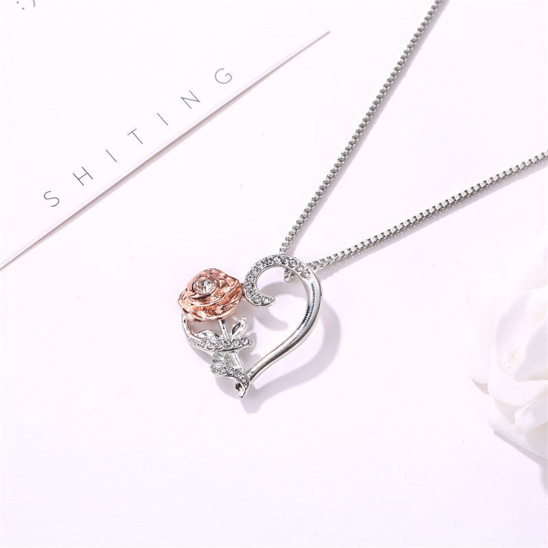 Love Rose Zircon Necklace Romance - Minihomy