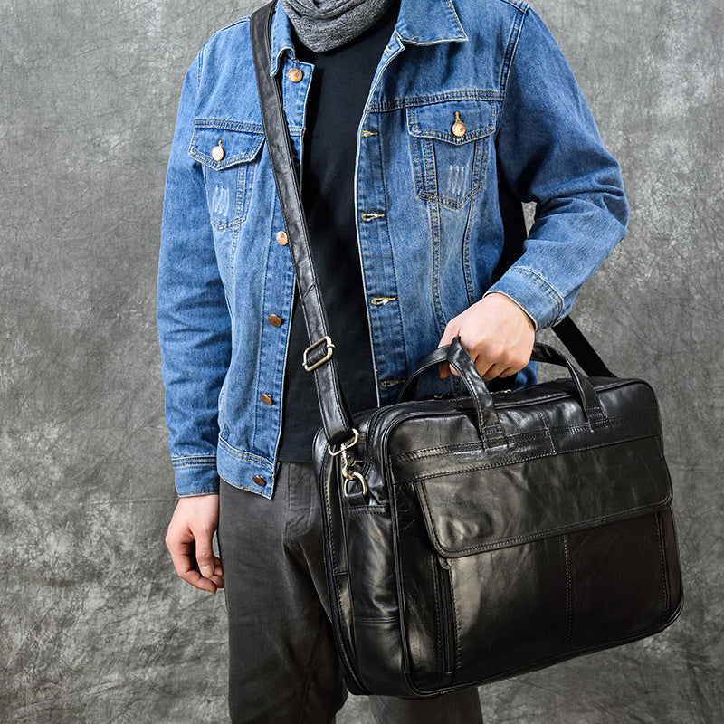 Leather Men's Briefcase Retro Business Handbag - Minihomy