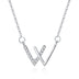 Letter W Necklace For Women Girls Stainless Steel Cubic Zirconia Clavicle Chain Necklaces - Minihomy