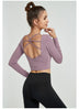 Plain Backless Yoga Sport Long Sleeved Shirts Slim Fit Anti-sweat Fitness Cropped Tops - Minihomy