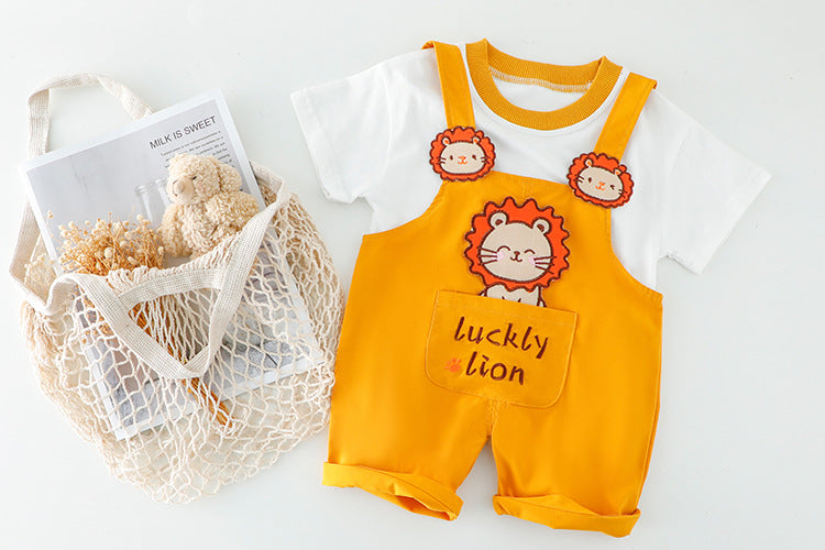 Children's Clothing Baby Summer Cartoon Short-sleeved Overalls - Minihomy