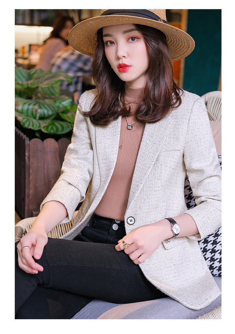 Plaid Suit Jacket Women's Woolen Top - Minihomy