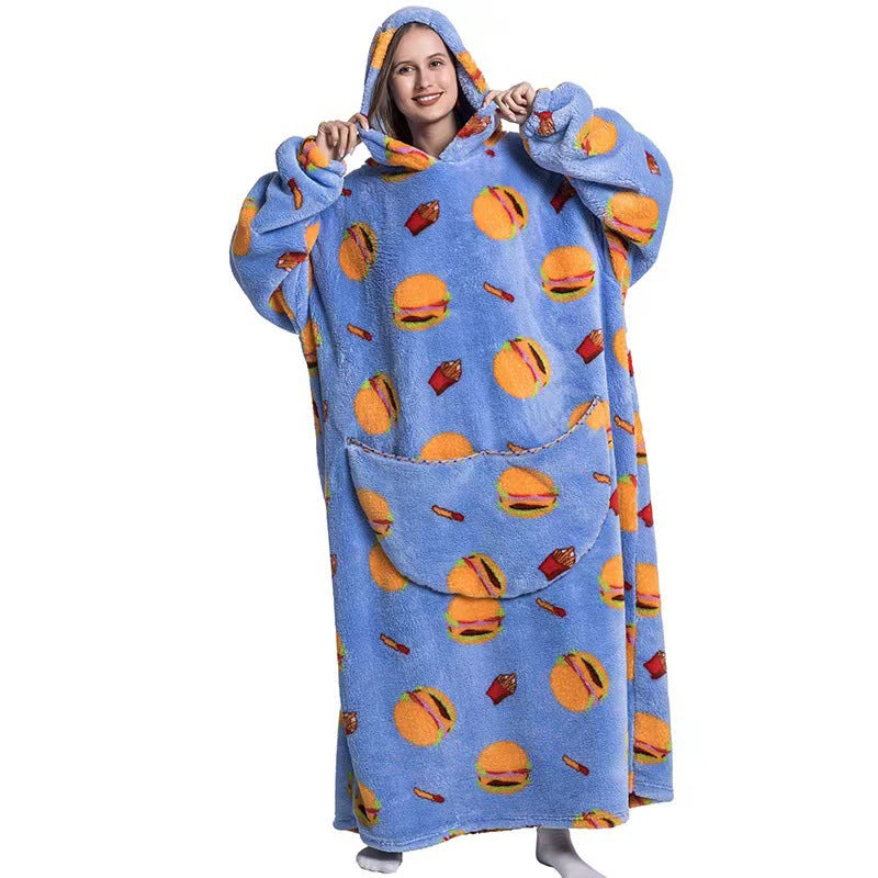 Fleece Hooded Wearable Blanket Sweatshirt - Minihomy