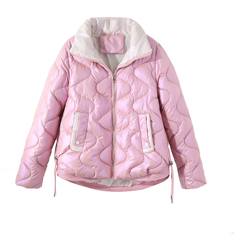 Bread Coat Female Glossy Stand-up Collar Down Cotton-padded Jacket - Minihomy