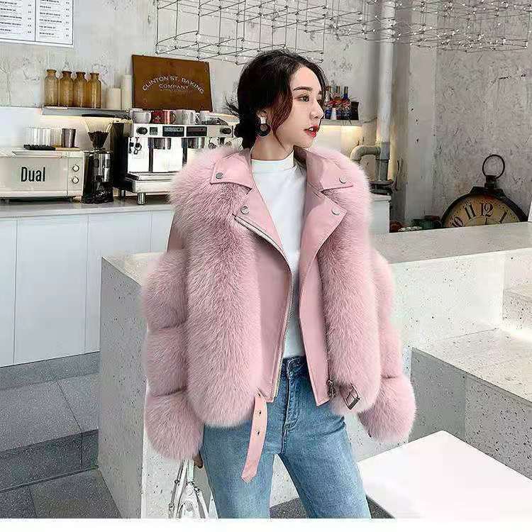 Women's Imitation Fur Motorcycle Coat - Autumn And Winter Collection