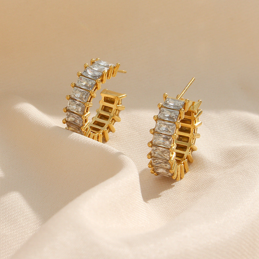 Popular Inlaid Zirconium Earrings: Elevate Your Style with Light Luxury - Minihomy