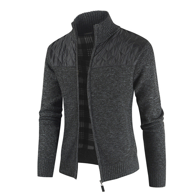 Men's Fleece-Lined Thickened Stitching Casual Cardigan Sweater - Minihomy