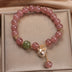 Natural Strawberry Quartz Lucky Cat Beaded Bracelet - Minihomy