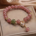 Natural Strawberry Quartz Lucky Cat Beaded Bracelet - Minihomy