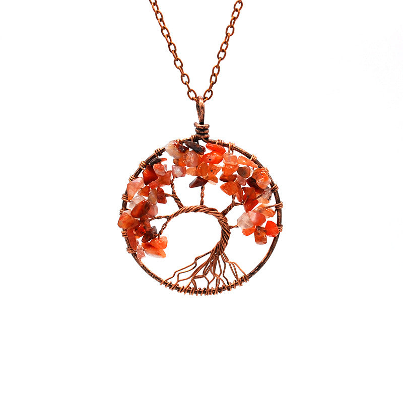 Tree Of Life Pendant Necklace Copper Crystal Natural Stone Necklace