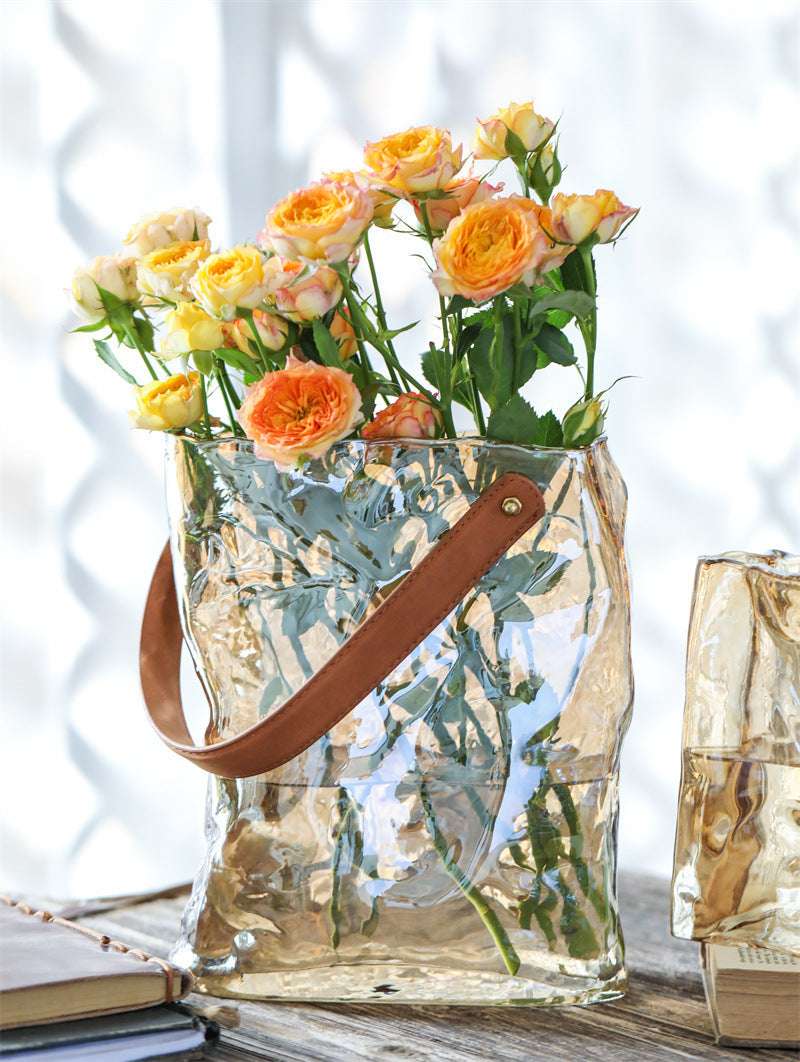 Light Luxury Handbag Glass Vase Aquaculture Decoration - Minihomy