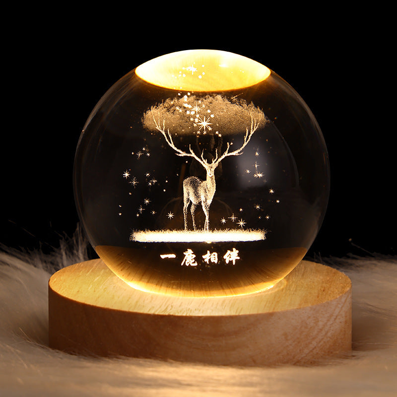 Moon & Planets Crystal Ball Night Light Projector - Creative Gift - Minihomy