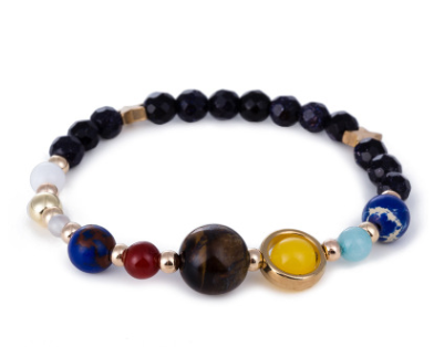 Universe Galaxy Eight Planets Solar System Guardian Star Natural Stone Beads Bracelet