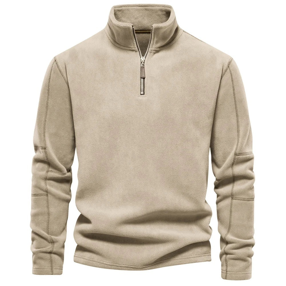 Fashion Personality Stand-collar Zippered Sweatshirt With Fleece Winter Casual Pullover Top Men's Clothing