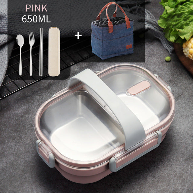 Portable Children's Lunch Box 304 Stainless Steel Bento Kitchen Leak Proof Food Box for Kids - Minihomy