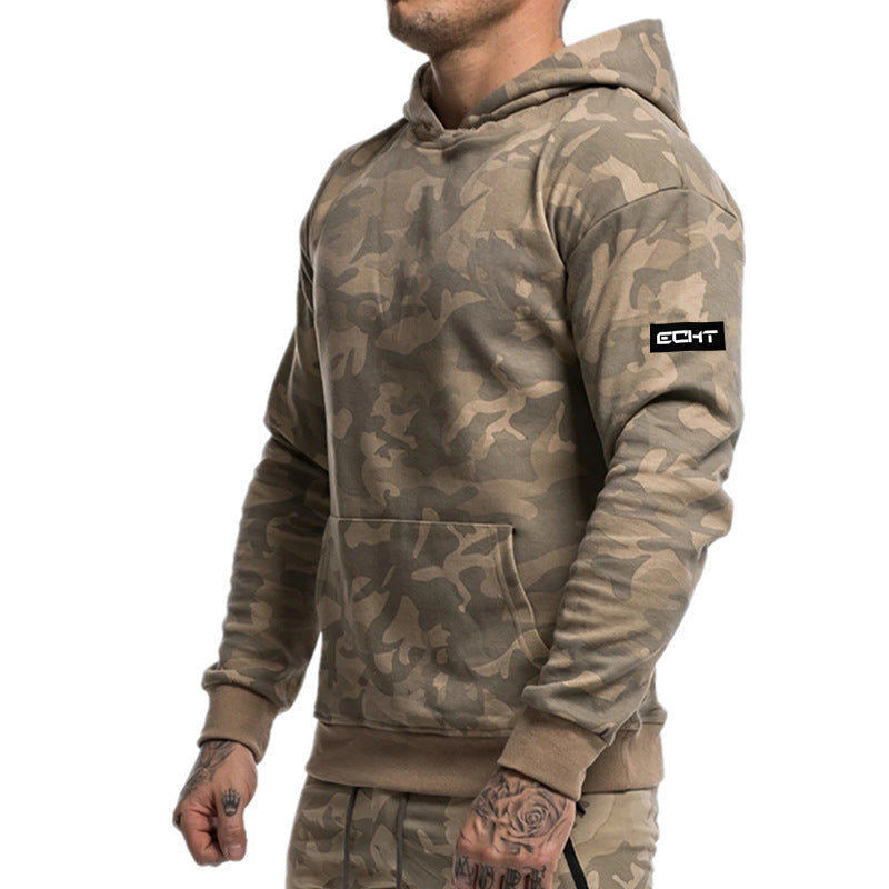 Men's Camouflage Hoodie Sportswear Gym Fitness Pullover - Minihomy