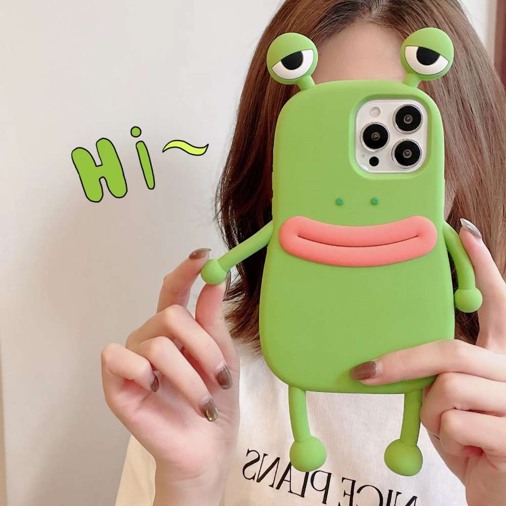 Funny Silicone 3D Frog Phone Case Cartoon Cute Shockproof Bumper Cover - Minihomy