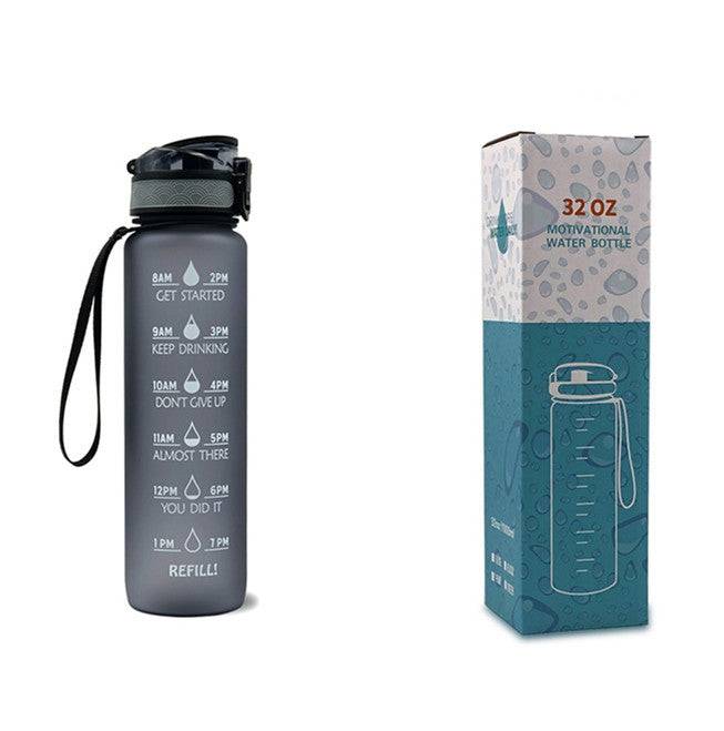 1L Tritan Water Bottle with Time Marker & Bounce Cover - Leakproof Bottle for Sports, Fitness, Cycling - Minihomy