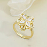 Rotatable Titanium Steel Four-petal Flower Necklace Female Inlaid Zircon Ring Earrings