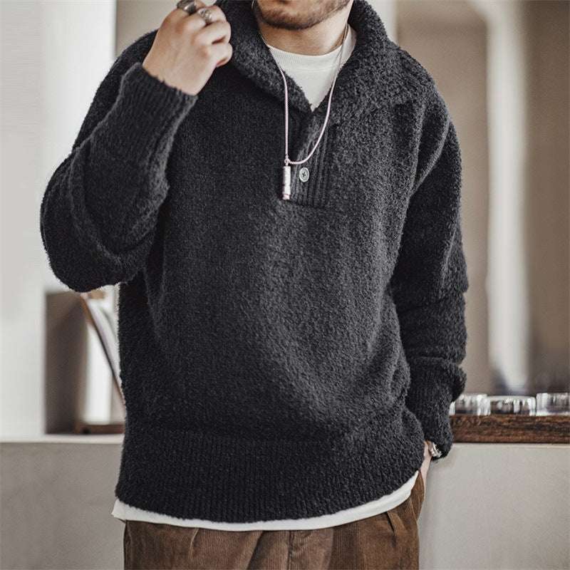 Lapel Thermal Head Cover Thick Sweater Men - Minihomy