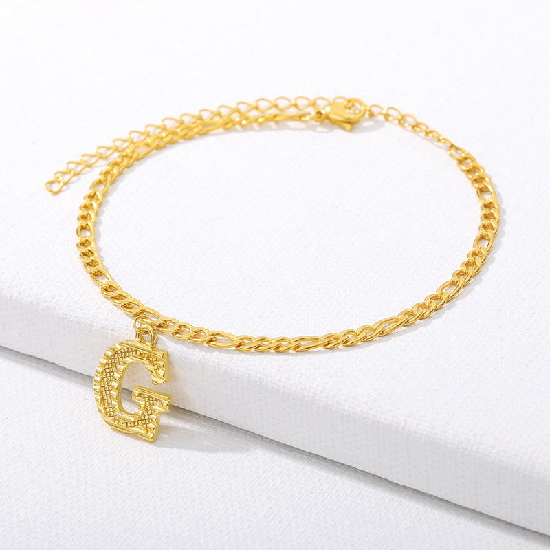 Initial Gold Letter Anklet Alphabet Pendants Jewelry - Minihomy