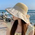 Lace Bow Straw Sun Hat - Wide Brim UV Protection Fisherman Hat for Summer - Minihomy