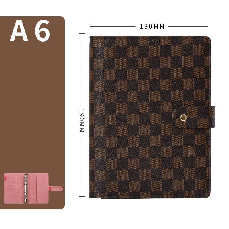 High-Grade Leather Checkered Notebook - Loose-leaf Book - Minihomy