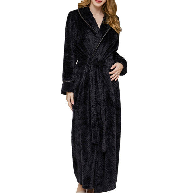 Winter Sleep Bath Robe Women Men Warm Fleece Robes