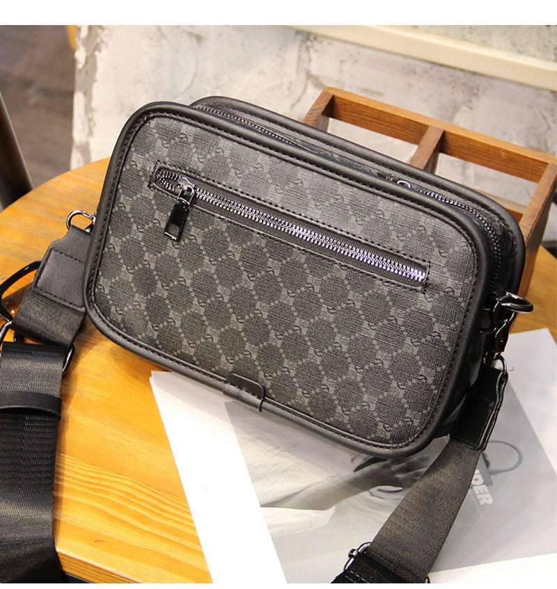 Plaid Fashion Shoulder Street Trendy Small Crossbody Bag Leisure Commute Small Square Men's Bag - Minihomy