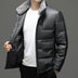 Men's Leather Down Short Jacket Fleece Padded Coat - Minihomy