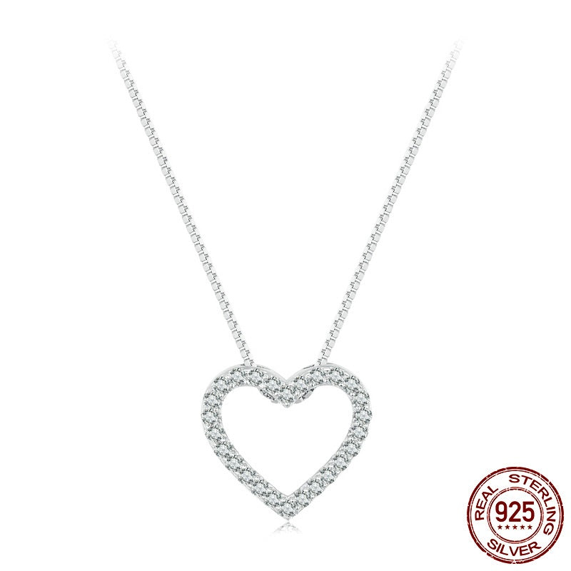 Heart-shaped Moissanite Necklace Simple Classic S925 Sterling Silver - Minihomy