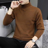 Men's Pure Color Half Collar Sweater: Embrace Casual Elegance - Minihomy