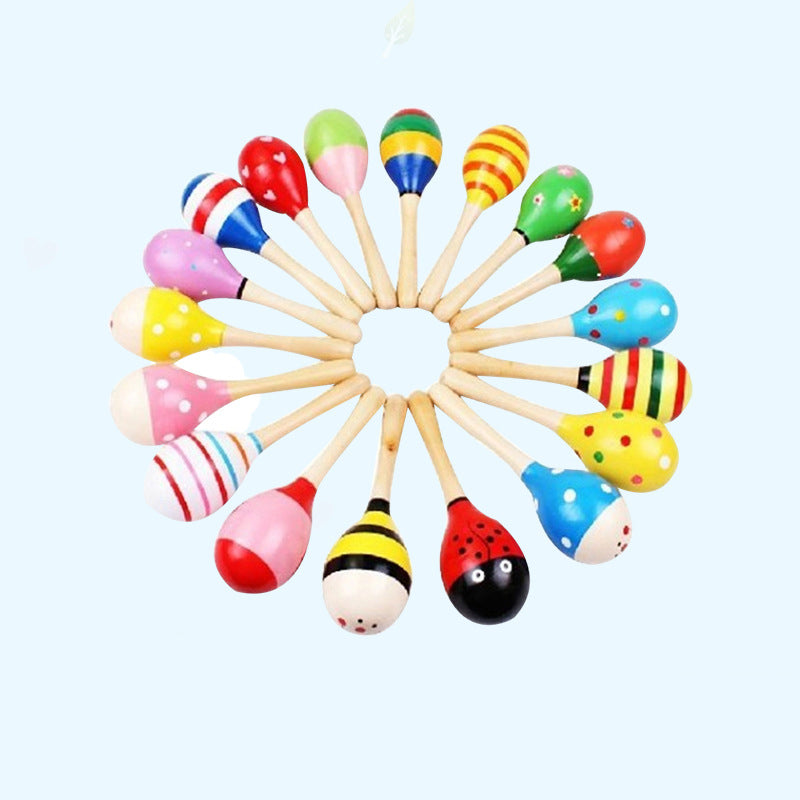 Children's wooden toys Maraca Hand Rattles Kids Musical Party Favor Child Baby - Minihomy