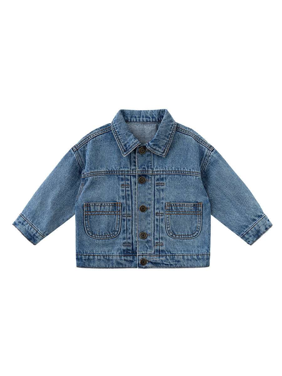 Cartoon bear boy denim jacket - Minihomy