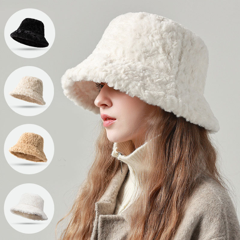 Lambswool Fisherman Hat Winter Warm Solid Color Hats Women - Minihomy