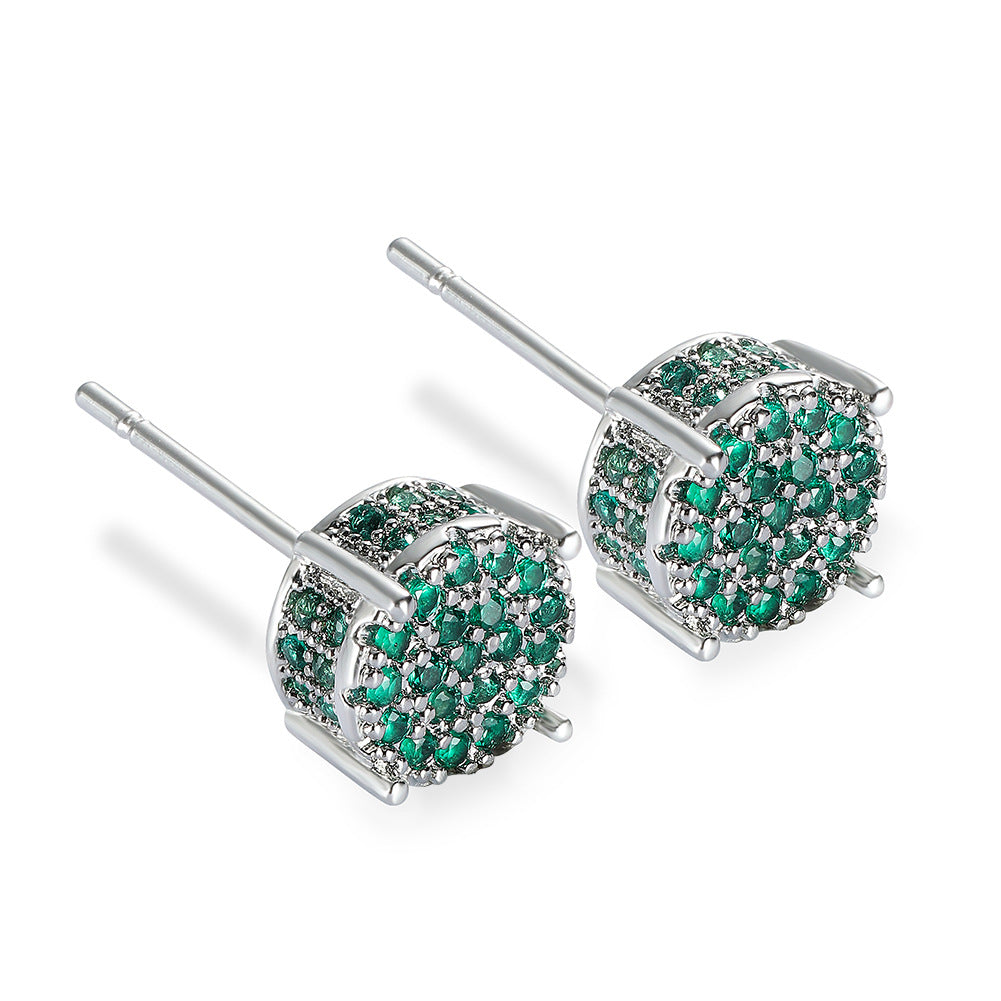 Four-claw Round Zircon Micro-inlaid Full Diamond Starry Earrings - Minihomy