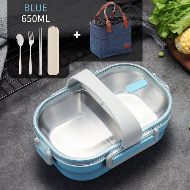 Portable Children's Lunch Box 304 Stainless Steel Bento Kitchen Leak Proof Food Box for Kids - Minihomy