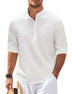 Men's Long Sleeve Stand Collar Solid Color Shirt Mens Clothing - Minihomy