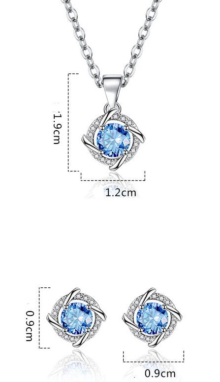 Pendant Necklace Ear Stud Bracelet Suit Women's Diamond Windmill - Minihomy