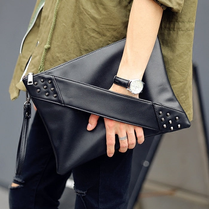 Chic Rivet Detail PU Leather Tote Bag - Minihomy