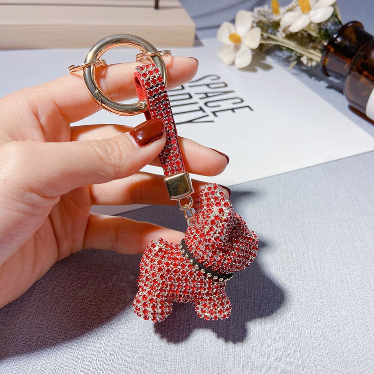 Diamond Claw Chain French Fighting Dog Keychain - Rhinestone Elegance - Women - Minihomy