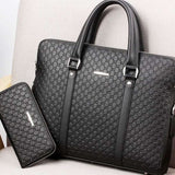 Men bag handbag leather business briefcase embossed letters - Minihomy