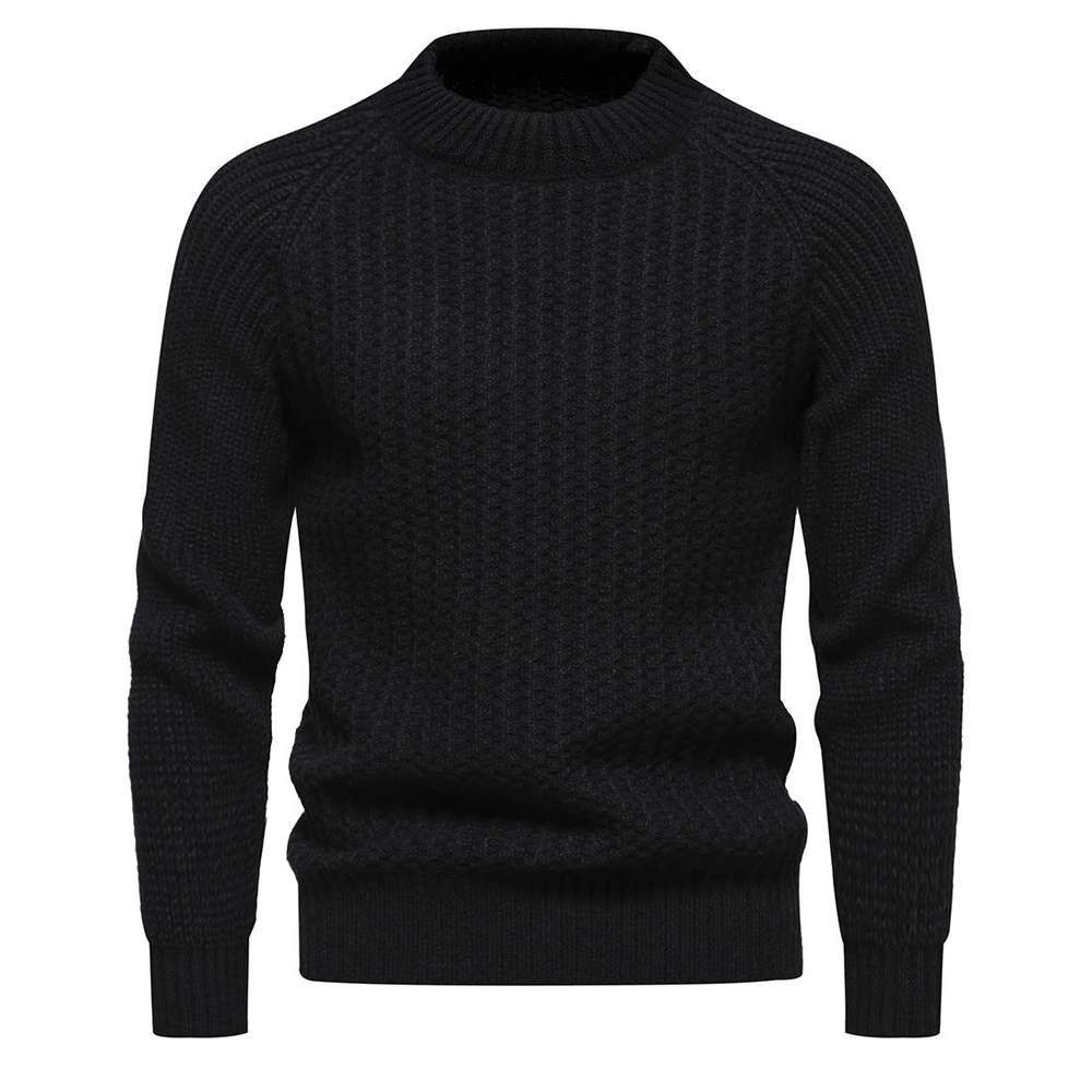 Men's Casual Loose Solid Color Round Neck Sweater - Minihomy