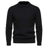 Men's Casual Loose Solid Color Round Neck Sweater - Minihomy